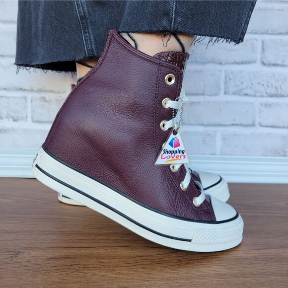 ❤️Converse Chuck Taylor All Star Wedge 8.5 Womens Shoes Sneaker Burgundy A12349C - Picture 4 of 15